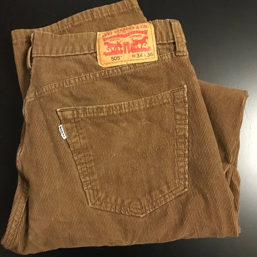 Men's Levi's 505 Brown Corduroy Jeans 34x36